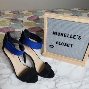 Black and blue heeled sandal